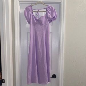 SHEIN Lavender Puff Sleeve Midi Dress